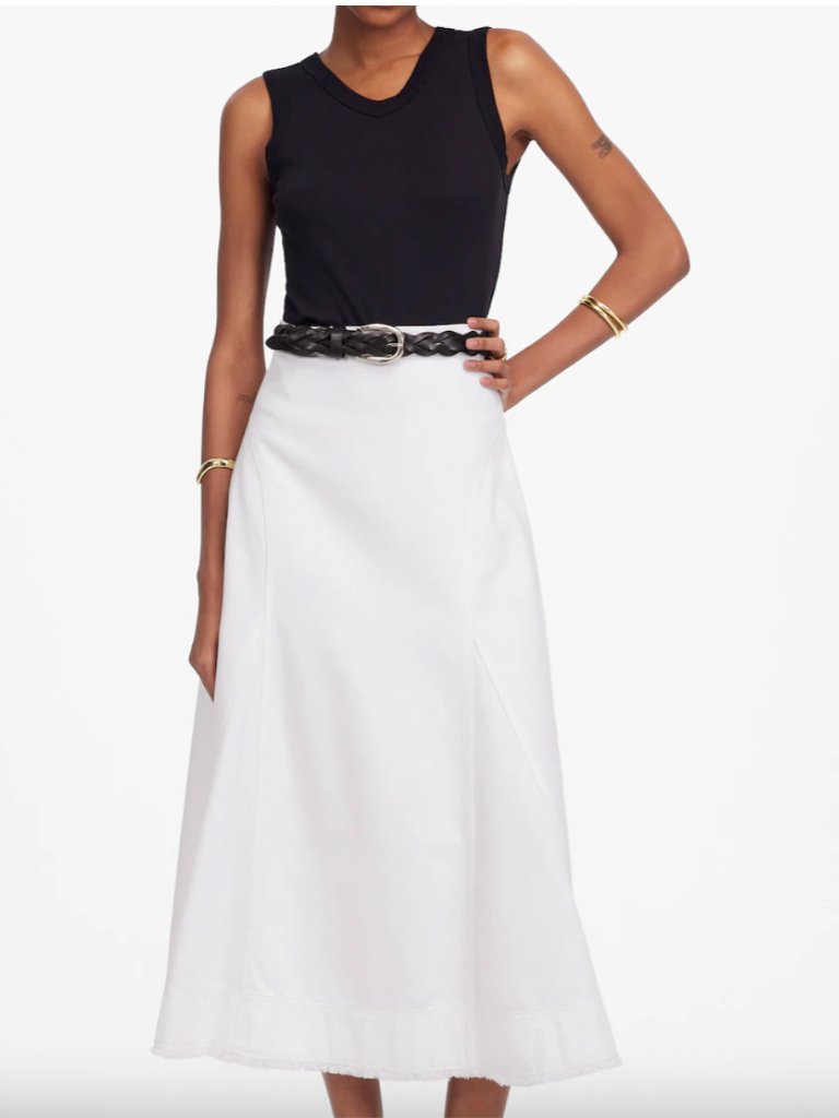 Madewell Fluted Midi Skirt In Tile White, Size 24, Worn Once
